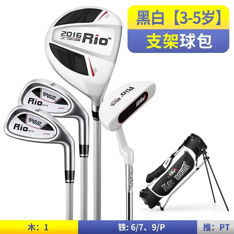 PGM 3-12 Age Boys Girls Kids Golf Club Full Sets Gift Children's Junior School Practice Learning Carbon Swing Putter Bag JRTG004