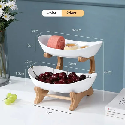 Table Plates Dinnerware Partitioned Candy Cake Trays Kitchen Fruit Bowl with Floors Stylish Bamboo Serving Tray Wooden Dishes