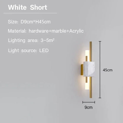 Modern Marble Led Wall Lamp Indoor Lighting Bathroom Wall Sconces Light Fixture Living Room Corridor Bedroom Decor Wall Lights