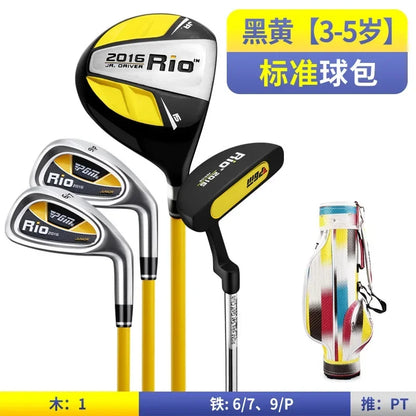 PGM 3-12 Age Boys Girls Kids Golf Club Full Sets Gift Children's Junior School Practice Learning Carbon Swing Putter Bag JRTG004