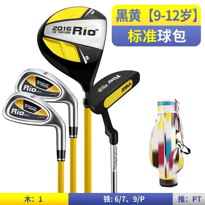 PGM 3-12 Age Boys Girls Kids Golf Club Full Sets Gift Children's Junior School Practice Learning Carbon Swing Putter Bag JRTG004